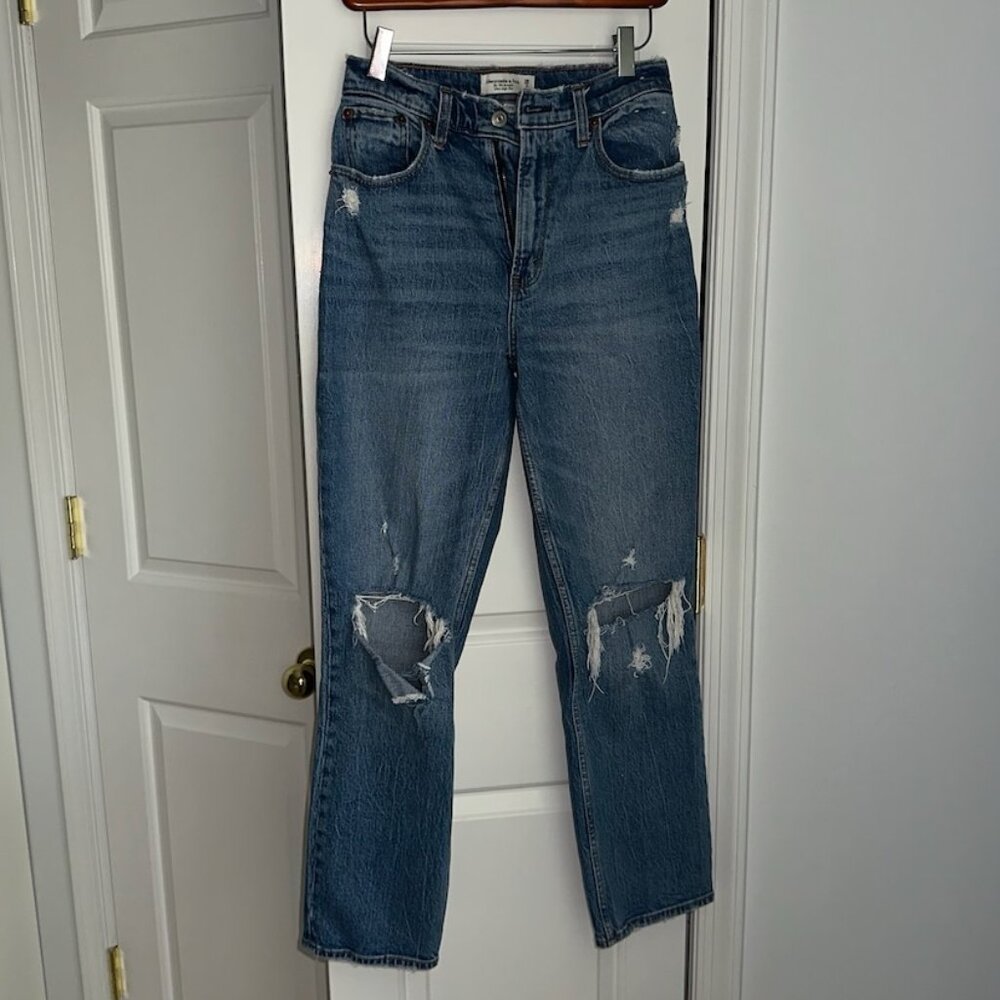 Abercrombie Jeans 90s Straight Ultra High Rise Curve Love Distressed